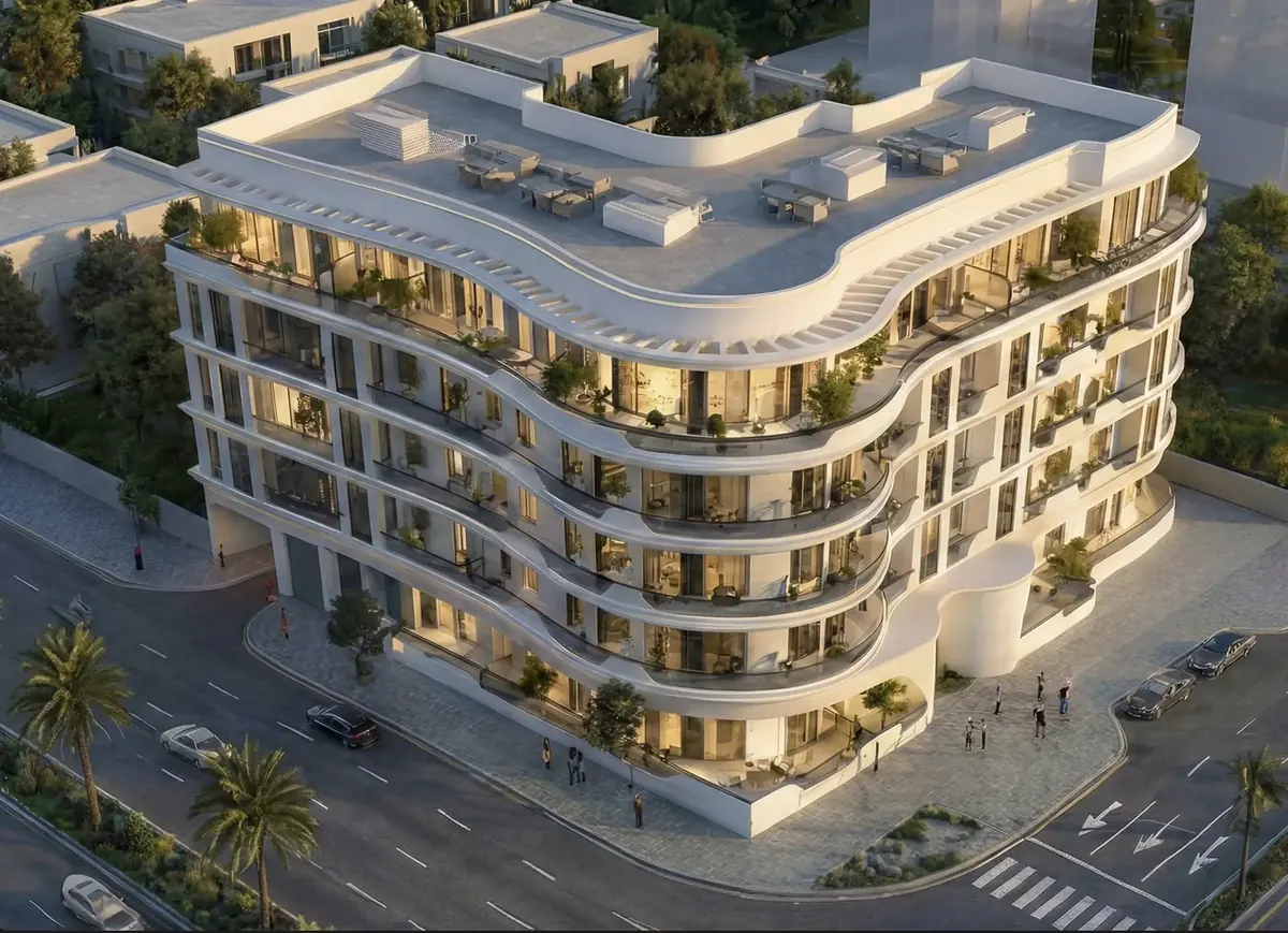 Xenia Residence exterior by day, Jumeirah Village Circle, Dubai